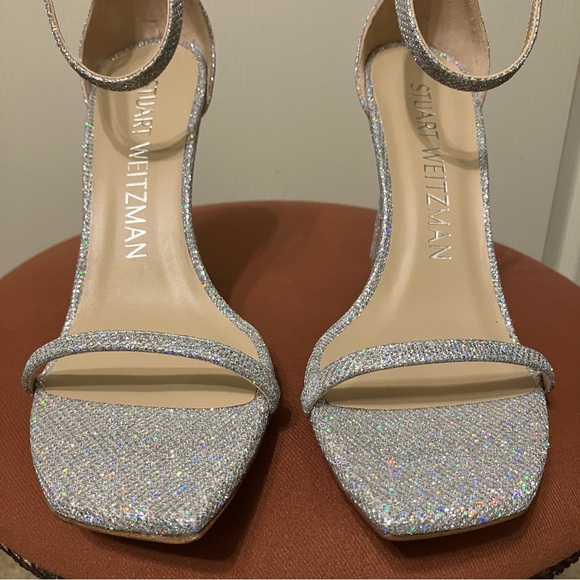 STUART WEITZMAN Heels SANDALS Crystal NUDISTCURVE - Sz 9 B Spain NEW! - Picture 15 of 16